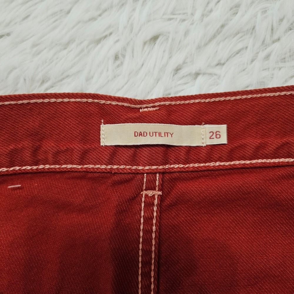 Levis Womens Dad Utility Pants Rust Relaxed Straight Leg Carpenter Jeans Sz 26 - Picture 11 of 13